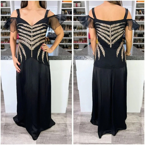 NWT Temperley London Black Gold Lace Savannah Formal Gown $1995 - Picture 1 of 14